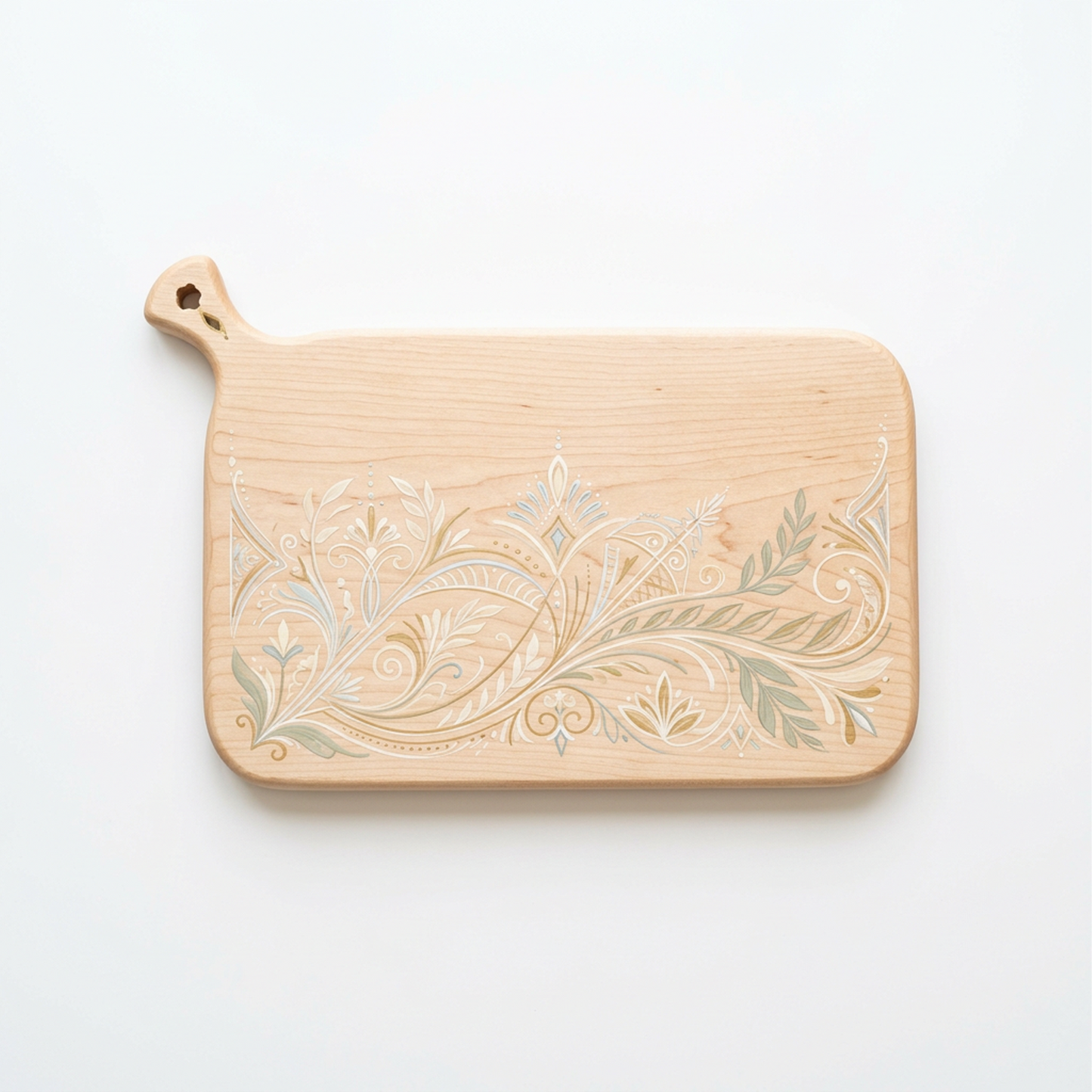 Vintage Botanical Wood Cutting Board, Multi-Use Prep Board for Kitchen & Entertaining