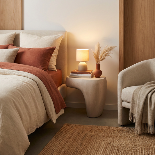 Organic Sculptural Bedside Table – Minimalist Small Nightstand, Light Natural Wood Finish