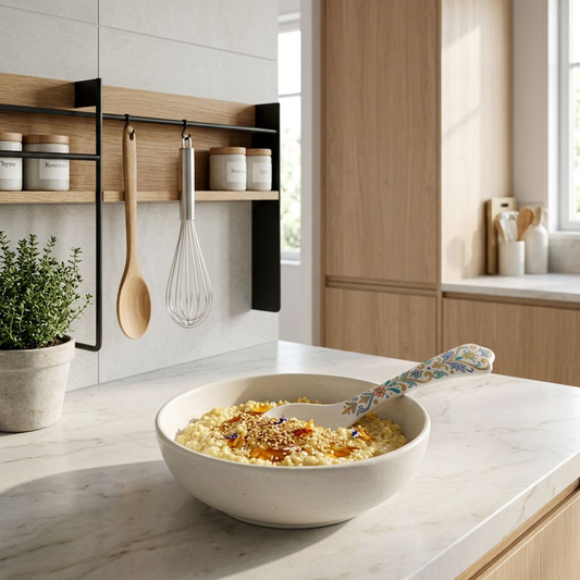 Floral Pattern Ceramic Spoon, Dessert and Soup Spoon for Everyday Dining