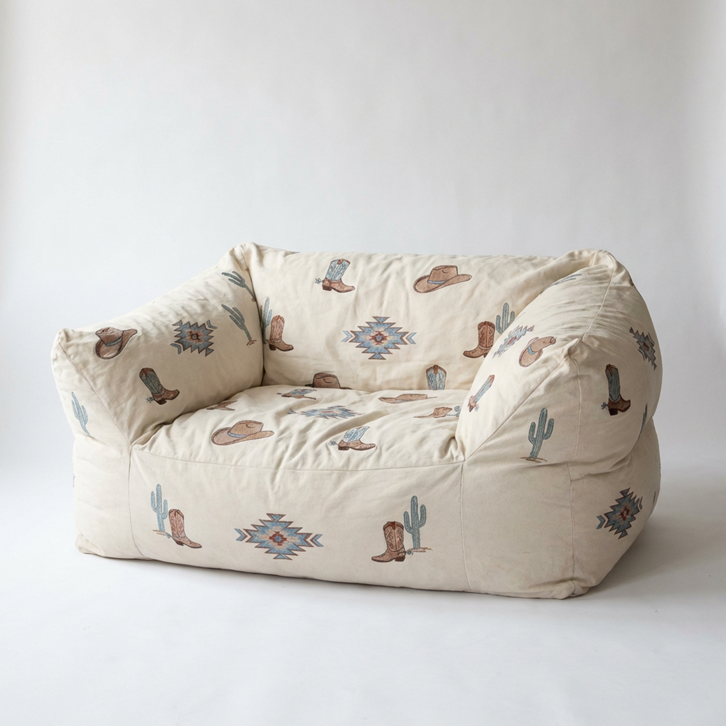 Western Print Bean Bag Loveseat